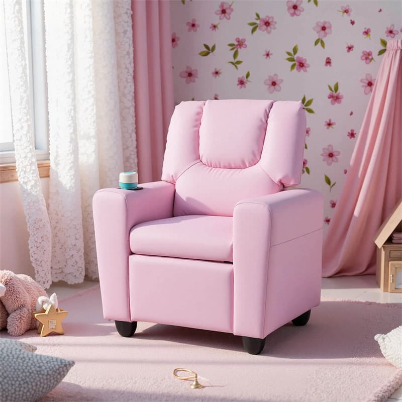 Kids Recliner Chair with Cup Holder & Side Pocket, Adjustable Toddler Lounge Sofa - Product image 4