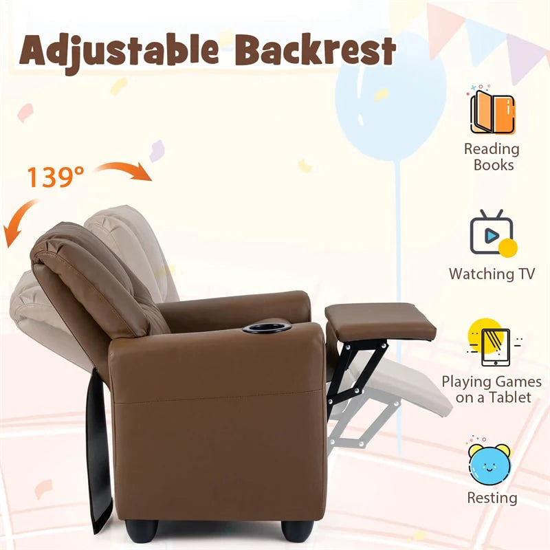 Kids Recliner Chair with Cup Holder & Side Pocket, Adjustable Toddler Lounge Sofa - Product image 42