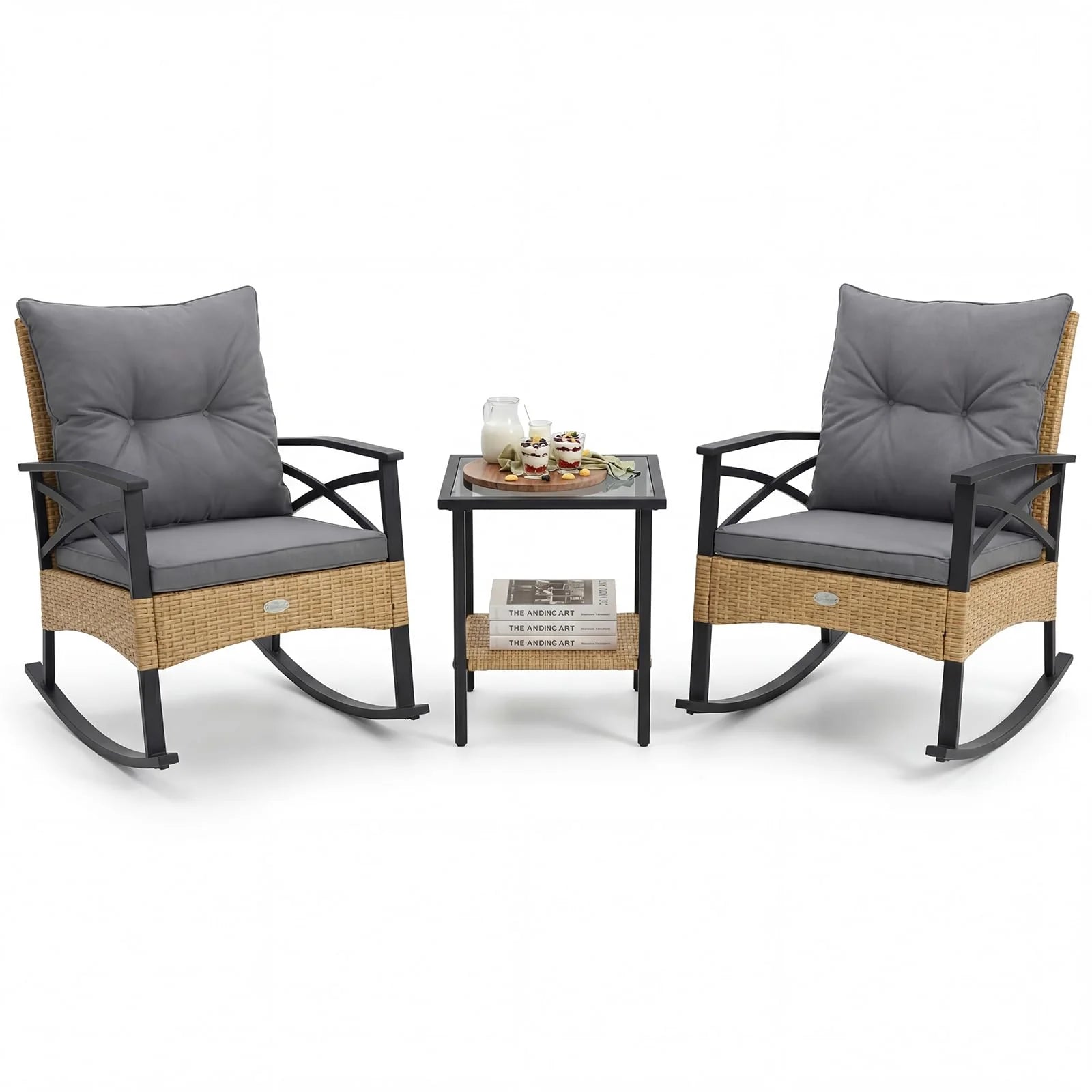 Tangkula 3 Pieces Outdoor Rocking Chairs Set for Garden - Product image 1