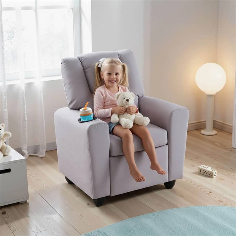 Kids Recliner Chair with Cup Holder & Side Pocket, Adjustable Toddler Lounge Sofa - Product image 79