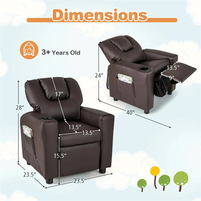 Kids Recliner Chair with Cup Holder & Side Pocket, Adjustable Toddler Lounge Sofa - Product image 26