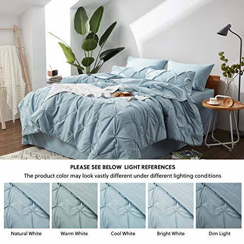 Bedsure Blue Comforter Set Queen - Bed in A Bag Queen 7 Pieces, Pintuck Bedding Sets Light Blue Bed Set - Product image 1