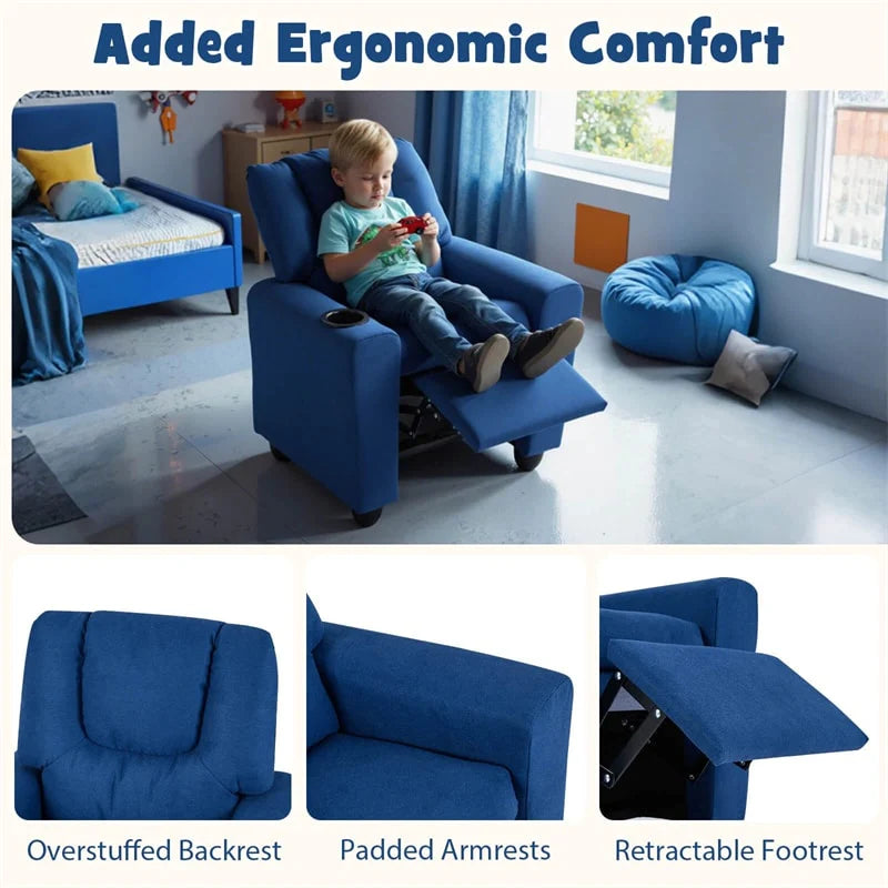 Kids Recliner Chair with Cup Holder & Side Pocket, Adjustable Toddler Lounge Sofa - Product image 92