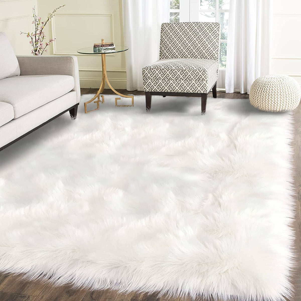Latepis Faux Fur Sheepskin Rug for Living Room, 4x6 Fluffy Washable Rug for Bedroom, Playroom - Product image 1