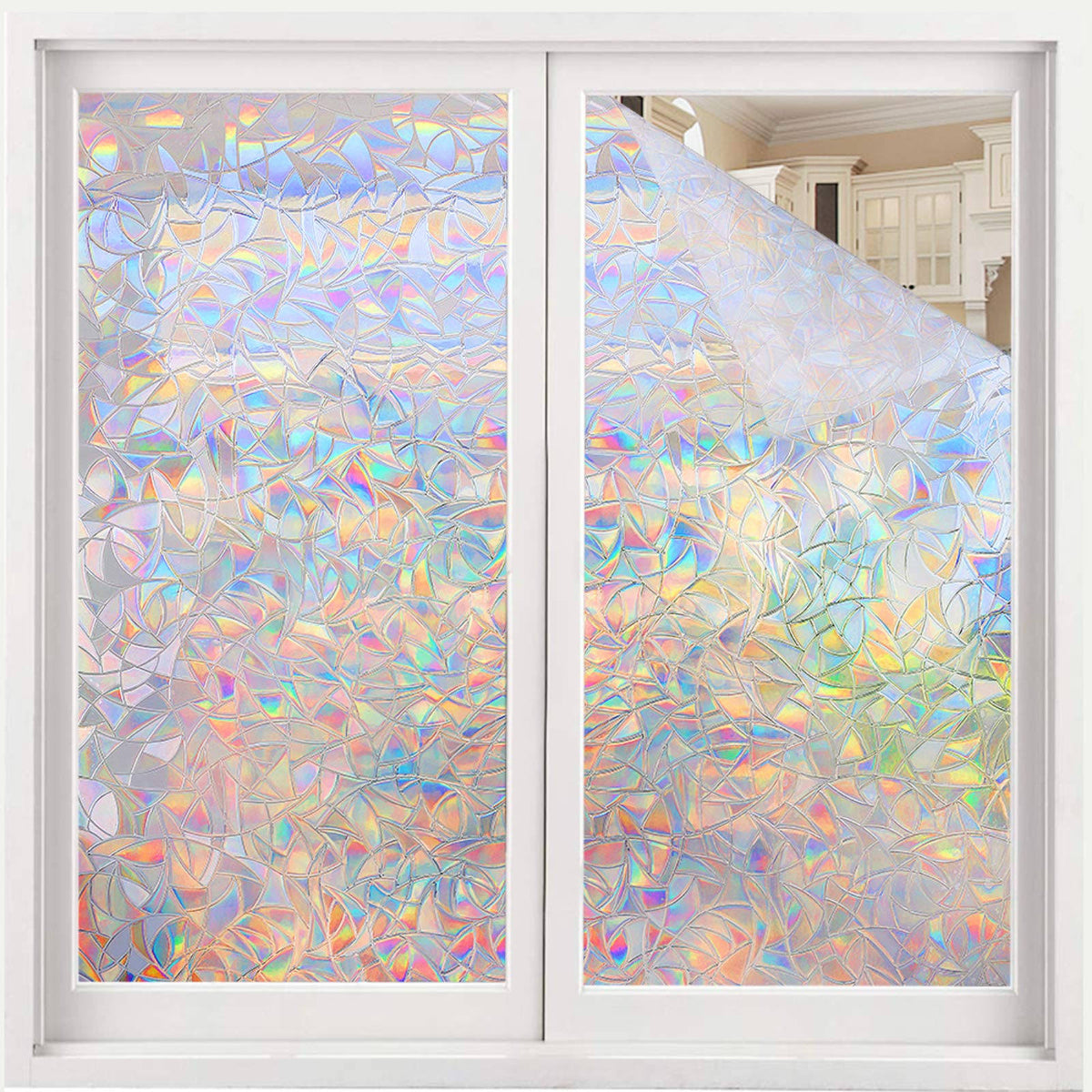 Volcanics Window Privacy Film Static Window Clings Vinyl 3D Window Decals Window Stickers Rainbow Window - Product image 1