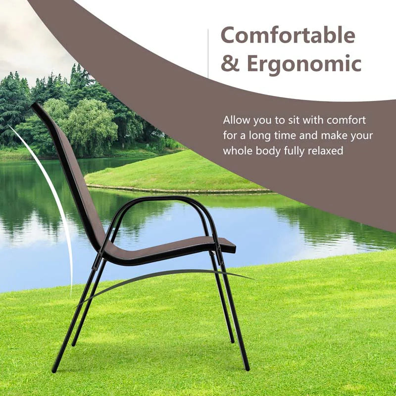 Set of 4 Outdoor Stackable Dining Chairs with Breathable Fabric, All Weather Patio Dining Chairs - Product image 24