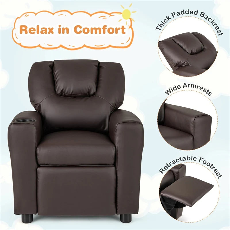Kids Recliner Chair with Cup Holder & Side Pocket, Adjustable Toddler Lounge Sofa - Product image 25