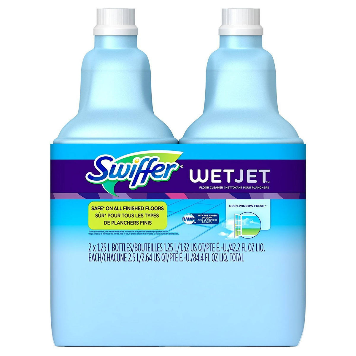 Swiffer WetJet Multi-Purpose Floor Cleaner Solution Refill, Open Window Fresh Scent, 1.25 Liter (Pack of 2) - Product image 1