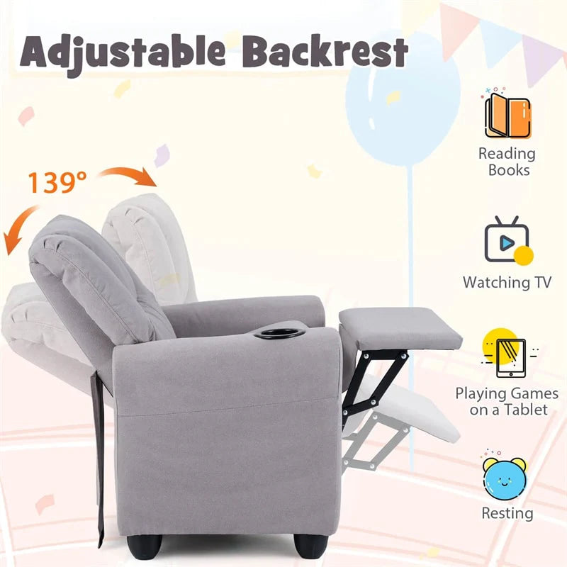 Kids Recliner Chair with Cup Holder & Side Pocket, Adjustable Toddler Lounge Sofa - Product image 81